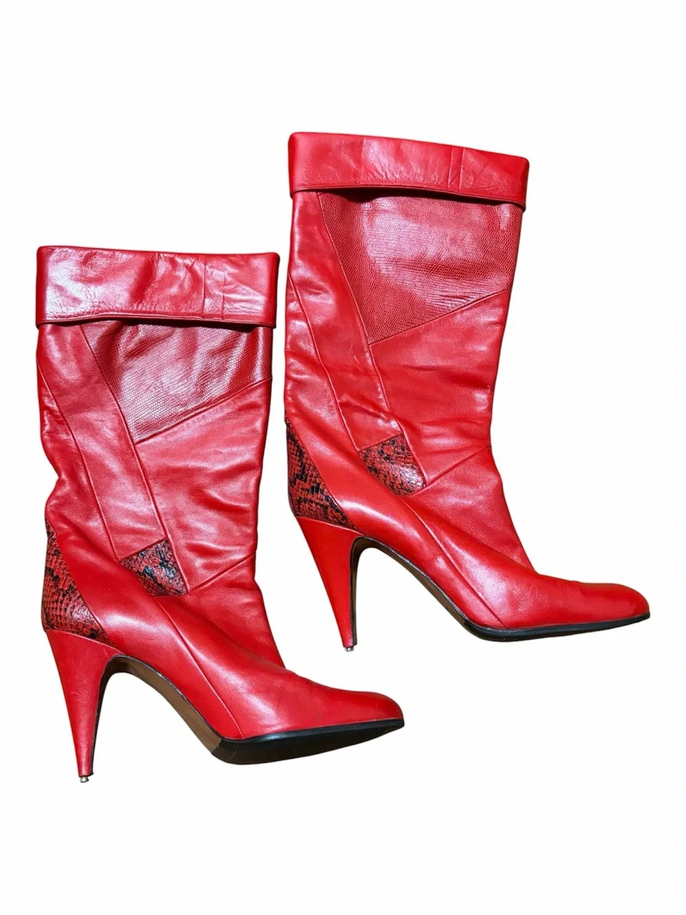 Women's Red Over-the-Knee Leather Boots